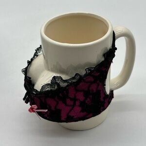 Vintage Novelty Boobs Mug Coffee Cup With Lace Bra 1992 Game Works Ceramic